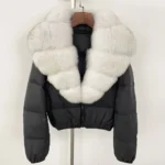 Puffer Jacket Winter Real Natural Fox Fur Collar V-neck Thick Warm Women Duck Down Jacket Casual Short Fox Fur Coat Outwears - Image 2