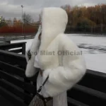 Neo Mint Winter 2025 Pure White Mountain Fashion Hooded Cropped Faux Fur Coat Women Fluffy Eco Fox Fur Jacket Girls Hot Overcoat - Image 3