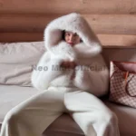 Neo Mint Winter 2025 Pure White Mountain Fashion Hooded Cropped Faux Fur Coat Women Fluffy Eco Fox Fur Jacket Girls Hot Overcoat - Image 5