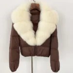 Puffer Jacket Winter Real Natural Fox Fur Collar V-neck Thick Warm Women Duck Down Jacket Casual Short Fox Fur Coat Outwears - Image 5