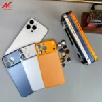 Change to 17Pro/Max Alloy Frame Metal Backplane Glass Lens Film 3 in 1 Case for iPhone 13 14 12 15 16 Pro Max Anti-Drop Cover