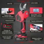 1000W 5cm Electric Pruning Shears Brushless Pruning Shears Garden Fruit Tree Branches Garden Scissors with 2 21V Batteries - Image 4
