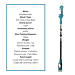 1000W Brushless Pole Chain Saw, 40mm Cutting Diameter, Telescopic Pole Extends to 2.8M, 180° Adjustable Head, for Tree Pruning, - Image 3
