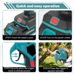 Brushless electric pruning shears, 38mm scissors, 2 batteries, LCD screen, for trimming trees, hedges, and branches - Image 4