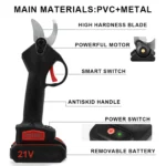 21V Rechargeable Electric Pruning Shears Brushless Motor With Cylinder Wrench + Screwdriver Garden Pruning Magic Tool - Image 3