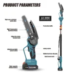 2-in-1 Pole Chainsaw,Extends to 2.5M,6 Inch Bar,180° Adjustable Head,for 18V Battery,Includes 2 Batteries for Tree Trimming - Image 6