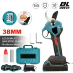 Brushless electric pruning shears, 38mm scissors, 2 batteries, LCD screen, for trimming trees, hedges, and branches