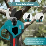 Brushless electric pruning shears, 38mm scissors, 2 batteries, LCD screen, for trimming trees, hedges, and branches - Image 5