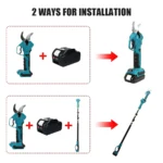 1000W Brushless Pole Chain Saw, 40mm Cutting Diameter, Telescopic Pole Extends to 2.8M, 180° Adjustable Head, for Tree Pruning, - Image 4