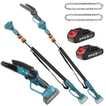 2-in-1 Pole Chainsaw,Extends to 2.5M,6 Inch Bar,180° Adjustable Head,for 18V Battery,Includes 2 Batteries for Tree Trimming