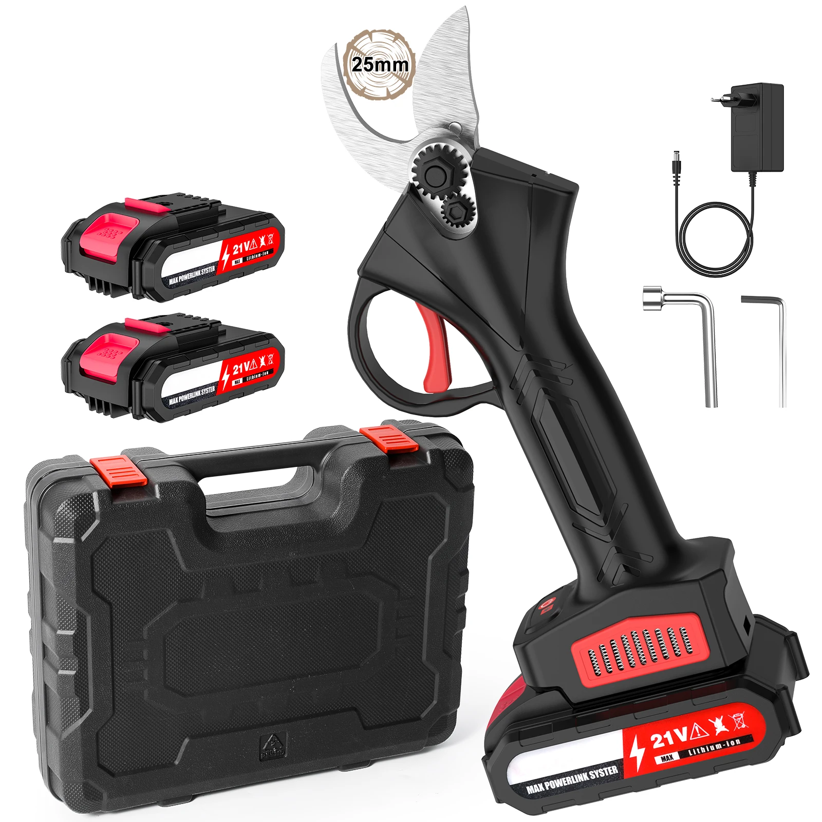 kf-Aea179aad0b9d4cd6a58b1e16151b554a8 21V Rechargeable Electric Pruning Shears Brushless Motor With Cylinder Wrench + Screwdriver Garden Pruning Magic Tool - Image 1