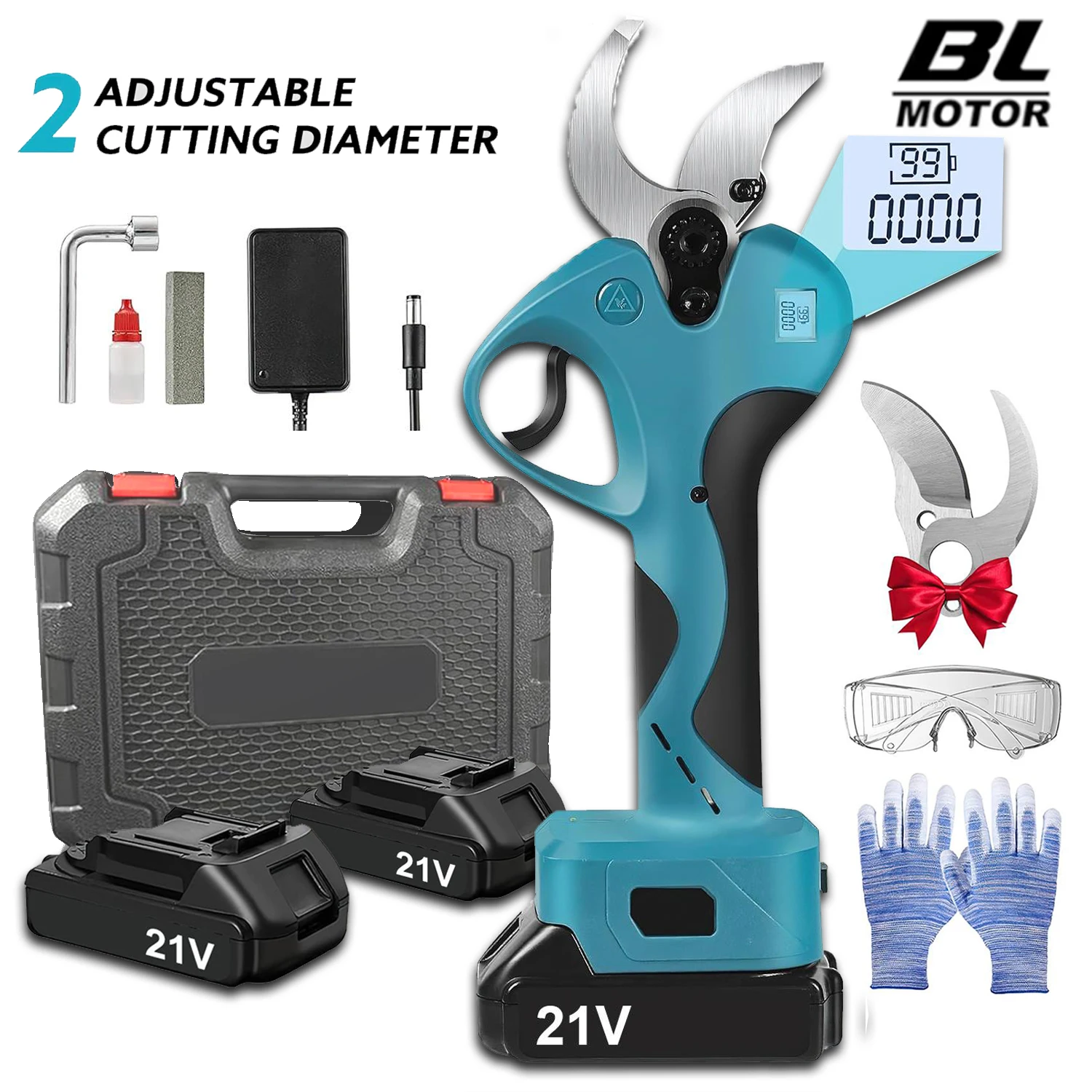 kf-Af34e05b0c4e74e83a929afb811250d47k 21V 40mm Cordless Electric Pruner Pruning Shear Efficient Fruit Tree Bonsai Pruning Branches Cutter Landscaping Tools - Image 1