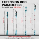 ONEVAN 3in1 Brushless Telescoping Pole 8inch Electric Chainsaw Scissors 2M High Branch Garden Pruning Power Tool For 21V Battery - Image 5