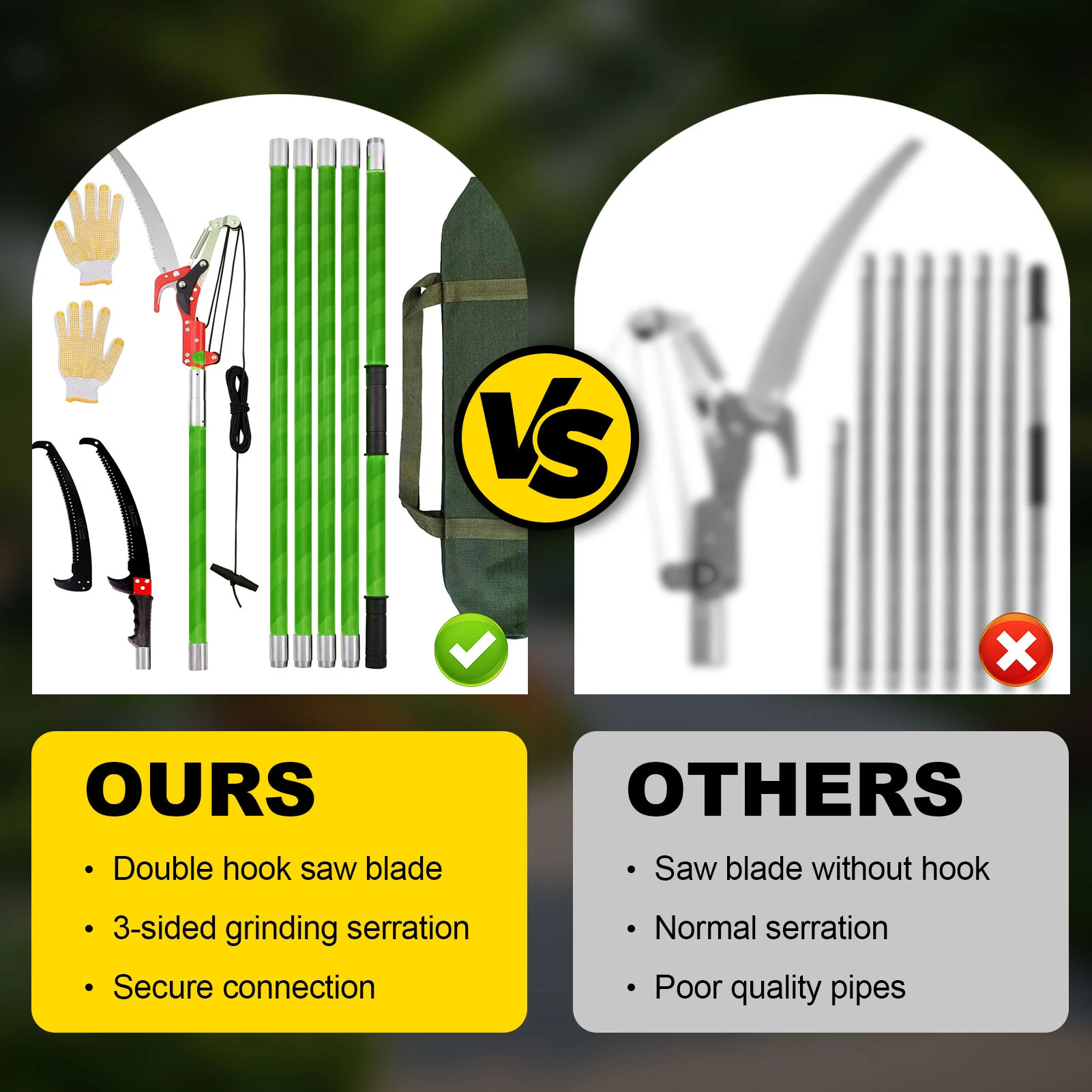 kf-S0bca35eeef3644f5a4afdb76618720c0M Pole Pruner100-600 cm , Telescopic Pruning Shears with Pruning Saw, Pruning Saw with Handle, Garden Tools Set, High Reach Cut - Image 1