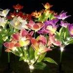 1pc LED Solar Ground Lights,Artificial Flower Lawn Lights, 7-head Solar Orchid Lights for Patio Yard Garden Christmas Decoration - Image 2