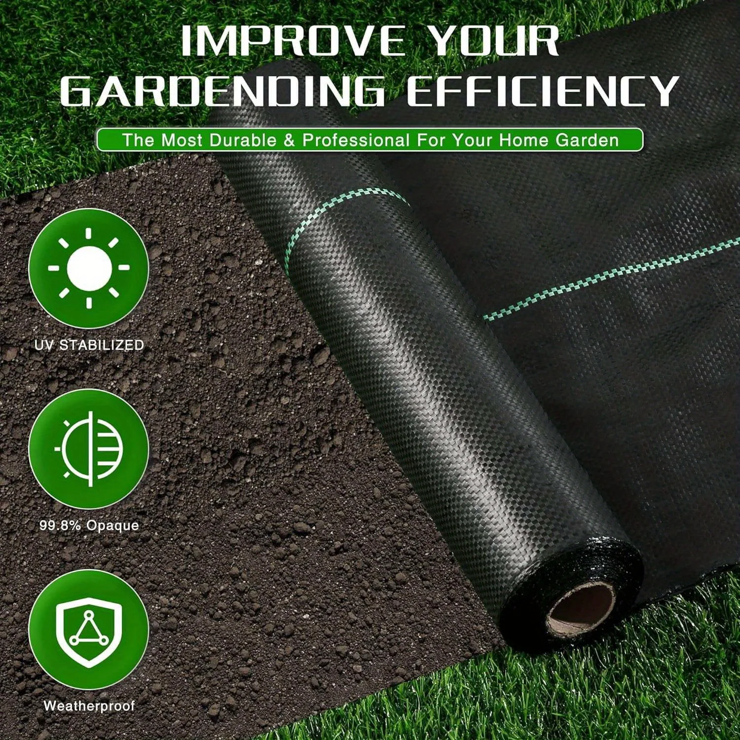 kf-S3255b3bf067f448b98fb6de4ca969e65K Garden Landscape Fabric Weed Barrier Heavy-Duty Road Gardening Mat Polypropylene - Image 1