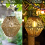 Solar Lantern Outdoor Solar Lanterns Waterproof for Outside Hanging Woven Lantern Boho Lamp Lights Decoration for Garden Yard - Image 2