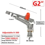 1/2 3/4 1" 1.5" 2" Female Thread Big Covering Range Sprinklers Farm Garden Irrigation Watering Rain Gun Metal Lawn Sprinkler - Image 6