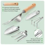 9PCS Garden Hand Tool Set - Stainless Steel for Digging, Transplanting, Weeding | With Fashion Handbag - Image 5