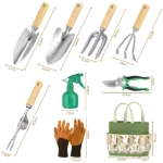 9PCS Garden Hand Tool Set - Stainless Steel for Digging, Transplanting, Weeding | With Fashion Handbag - Image 2