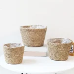 Practical S/M/L Straw Weaving Flower Plant Pot Decorative Handmade Flowerpot Storage Baskets Leakproof Flower Basket Indoor - Image 6