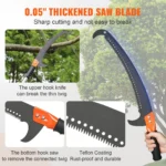 SIHAO Manual Pole Saw Sharp Steel Blade for Branches Trimming with Lightweight Aluminum Alloy Handle Extendable Tree Pruner - Image 6