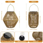 Solar Lantern Outdoor Solar Lanterns Waterproof for Outside Hanging Woven Lantern Boho Lamp Lights Decoration for Garden Yard - Image 3