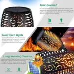 1-12PCS 12LED Solar Flame Torch Light Flickering Light Waterproof Garden Decoration Outdoor Lawn Path Yard Patio Floor Lamp - Image 3