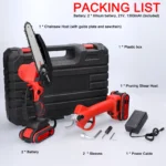 21V 6inch Portable Electric Chainsaw and 25mm Cordless Pruning Shear Set Wood Splitting Cutting Machine Kit Handheld Woodworking - Image 4