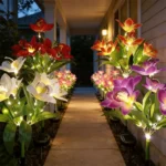 1pc LED Solar Ground Lights,Artificial Flower Lawn Lights, 7-head Solar Orchid Lights for Patio Yard Garden Christmas Decoration - Image 6