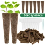 50/100Pcs Seed Grow Sponges Hydroponic Pods Kit with Plant Labels Replacement Root Growth Sponges Indoor Gardening Accessories