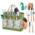 9PCS Garden Hand Tool Set - Stainless Steel for Digging, Transplanting, Weeding | With Fashion Handbag