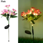 1pc LED Solar Ground Lights,Artificial Flower Lawn Lights, 7-head Solar Orchid Lights for Patio Yard Garden Christmas Decoration - Image 5