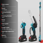 ONEVAN 3in1 Brushless Telescoping Pole 8inch Electric Chainsaw Scissors 2M High Branch Garden Pruning Power Tool For 21V Battery - Image 2