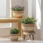 Practical S/M/L Straw Weaving Flower Plant Pot Decorative Handmade Flowerpot Storage Baskets Leakproof Flower Basket Indoor - Image 2