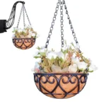 8/10/12 Inch Coconut Fiber Hanging Basket Hanging Flower Pot European Style Iron Chain Planter Plant Holder Pots for Home Decor