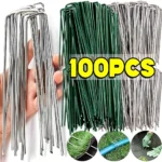 Heavy-duty Fence Tubing Stakes Sod Pins U-type Garden Staples Galvanized Landscape Spike for Holding Lawns Barrier Ground Nail