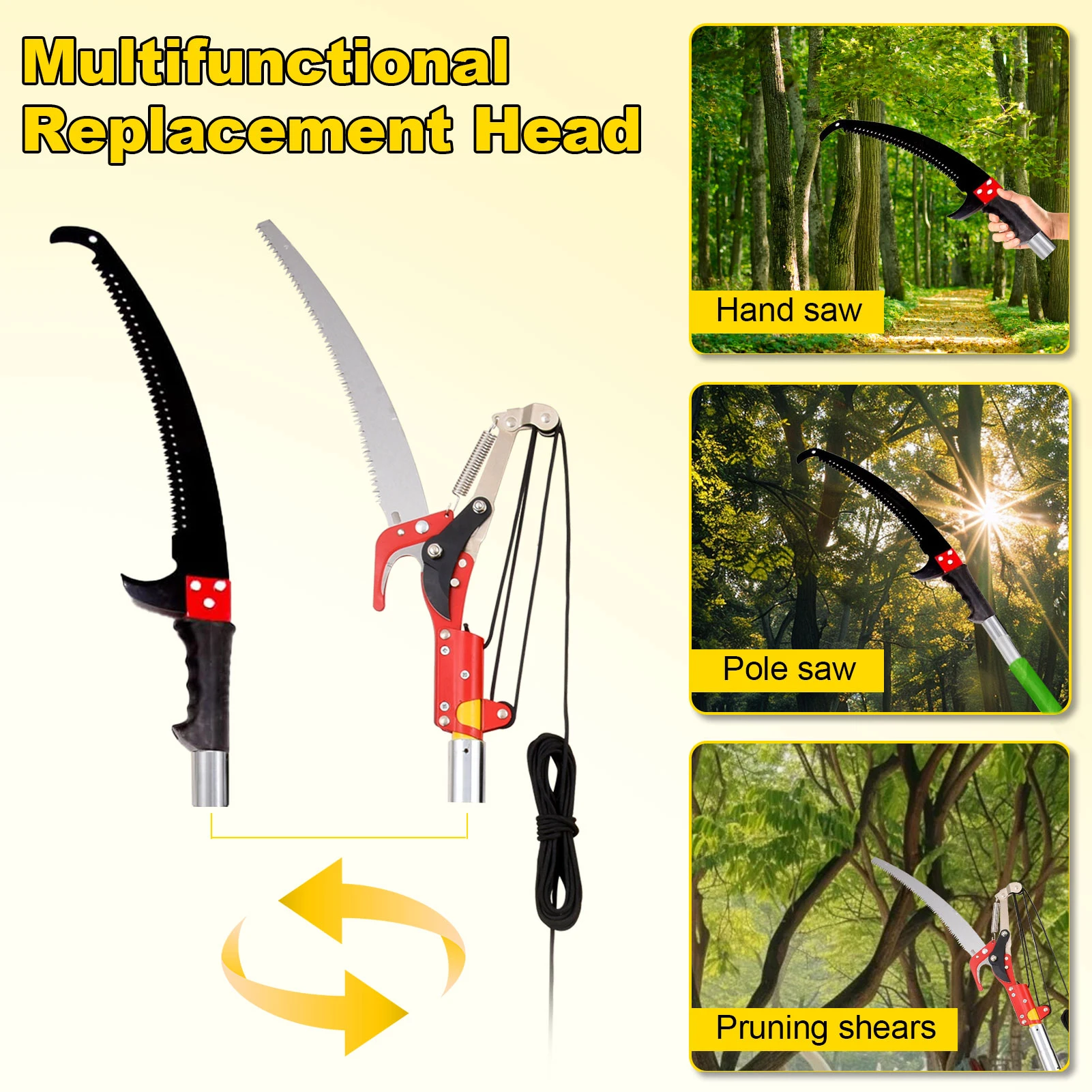 kf-Saa3364a627964daebe7ae71e1a111c01K Tree Pruner Saw Extendable High-Altitude Branches Trimmer Manual Pole Saw for Forestry High Branches Saw Fruit Pick Cutting Tool - Image 1