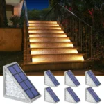 LED Step Lamp Stair Light Outdoor IP67 Waterproof Solar Light With Lens Anti-theft Design Decor Lighting For Garden Deck Path