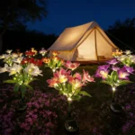 1pc LED Solar Ground Lights,Artificial Flower Lawn Lights, 7-head Solar Orchid Lights for Patio Yard Garden Christmas Decoration - Image 4