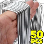 50/10x U-type Garden Stakes Heavy-duty Fence Tubing Staples Sod Pins Galvanized Landscape Spike Holding Lawn Barrier Ground Nail