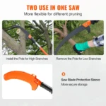 SIHAO Manual Pole Saw Sharp Steel Blade for Branches Trimming with Lightweight Aluminum Alloy Handle Extendable Tree Pruner - Image 4