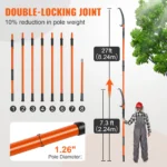 SIHAO Manual Pole Saw Sharp Steel Blade for Branches Trimming with Lightweight Aluminum Alloy Handle Extendable Tree Pruner - Image 3
