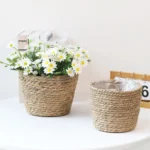 Practical S/M/L Straw Weaving Flower Plant Pot Decorative Handmade Flowerpot Storage Baskets Leakproof Flower Basket Indoor - Image 3