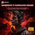 Căști Wireless Gaming Picun, Sunet Surround 7.1, Căști Wireless USB 2.4Ghz 5.4, Microfon cu Anulare a Zgomotului 100 de Ore, Lumini RGB, Căști Wireless pentru PC PS5 PS4. Cadouri de Ziua de Naștere/Crăciun pentru familie, prieteni și iubiți - Image 6