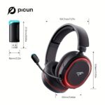 Căști Wireless Gaming Picun, Sunet Surround 7.1, Căști Wireless USB 2.4Ghz 5.4, Microfon cu Anulare a Zgomotului 100 de Ore, Lumini RGB, Căști Wireless pentru PC PS5 PS4. Cadouri de Ziua de Naștere/Crăciun pentru familie, prieteni și iubiți - Image 3