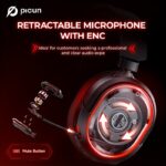Căști Wireless Gaming Picun, Sunet Surround 7.1, Căști Wireless USB 2.4Ghz 5.4, Microfon cu Anulare a Zgomotului 100 de Ore, Lumini RGB, Căști Wireless pentru PC PS5 PS4. Cadouri de Ziua de Naștere/Crăciun pentru familie, prieteni și iubiți - Image 7