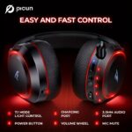 Căști Wireless Gaming Picun, Sunet Surround 7.1, Căști Wireless USB 2.4Ghz 5.4, Microfon cu Anulare a Zgomotului 100 de Ore, Lumini RGB, Căști Wireless pentru PC PS5 PS4. Cadouri de Ziua de Naștere/Crăciun pentru familie, prieteni și iubiți