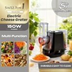 SUPERLEX Răzătoare Electrică Multifuncțională pentru Salate, Mașină Electrică de Feliat Legume cu 5 Lame de Tambur Interschimbabile, Răzătoare de Brânză pentru Fructe și Legume Morcovi Nuci Răzătoare de Bucătărie - Image 3