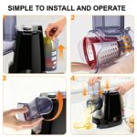 SUPERLEX Răzătoare Electrică Multifuncțională pentru Salate, Mașină Electrică de Feliat Legume cu 5 Lame de Tambur Interschimbabile, Răzătoare de Brânză pentru Fructe și Legume Morcovi Nuci Răzătoare de Bucătărie - Image 8